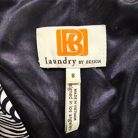 Laundry By Design Womens Dress Size 8 V Neck Teal Black Abstract Design - Picture 3 of 8